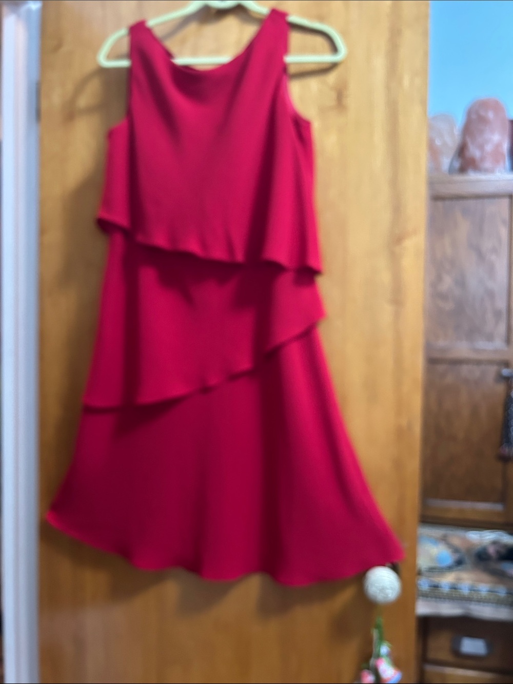 S.L. Fashions Sleeveless Layered Red Dress
